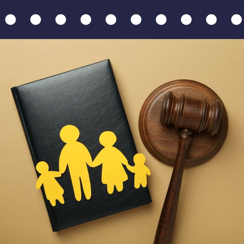 Judge gavel with cutout of family nearby